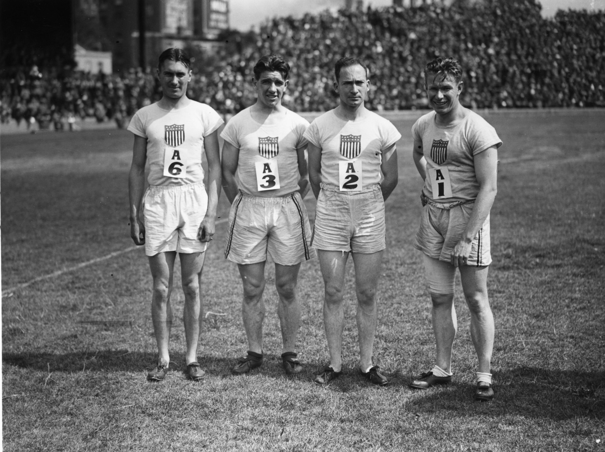 Charles Paddock, second left, caused controversy with his student appearance ©Getty Images