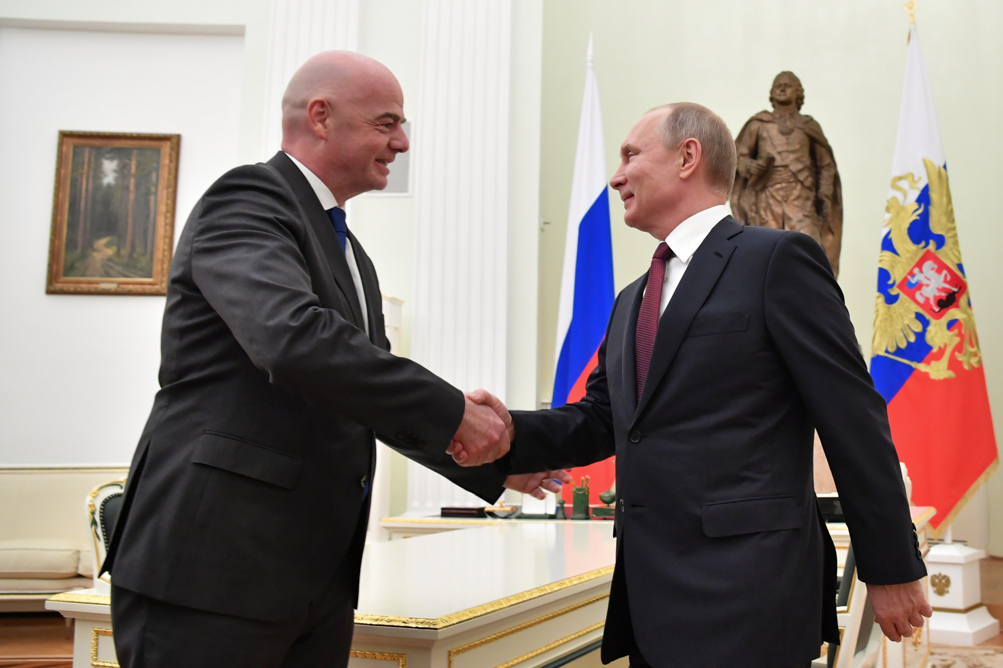 Putin calls on Infantino to help ensure effective legacy from Russia hosting 2018 FIFA World Cup