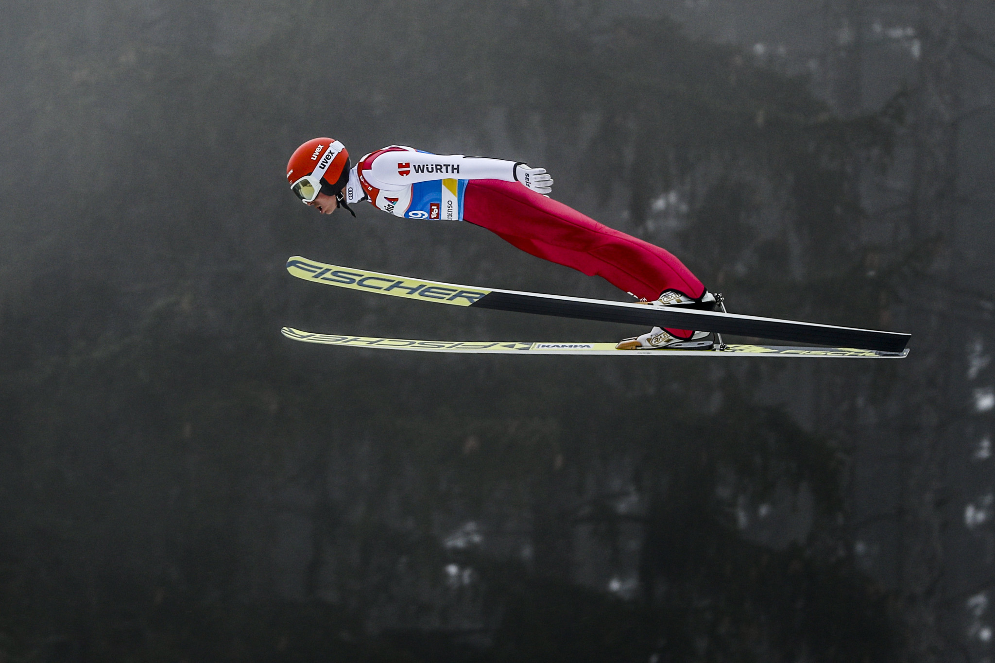Frenzel achieved the highest score in the ski jumping to give him an advantage going into the cross-country in the Nordic combined individual 10km final ©Getty Images