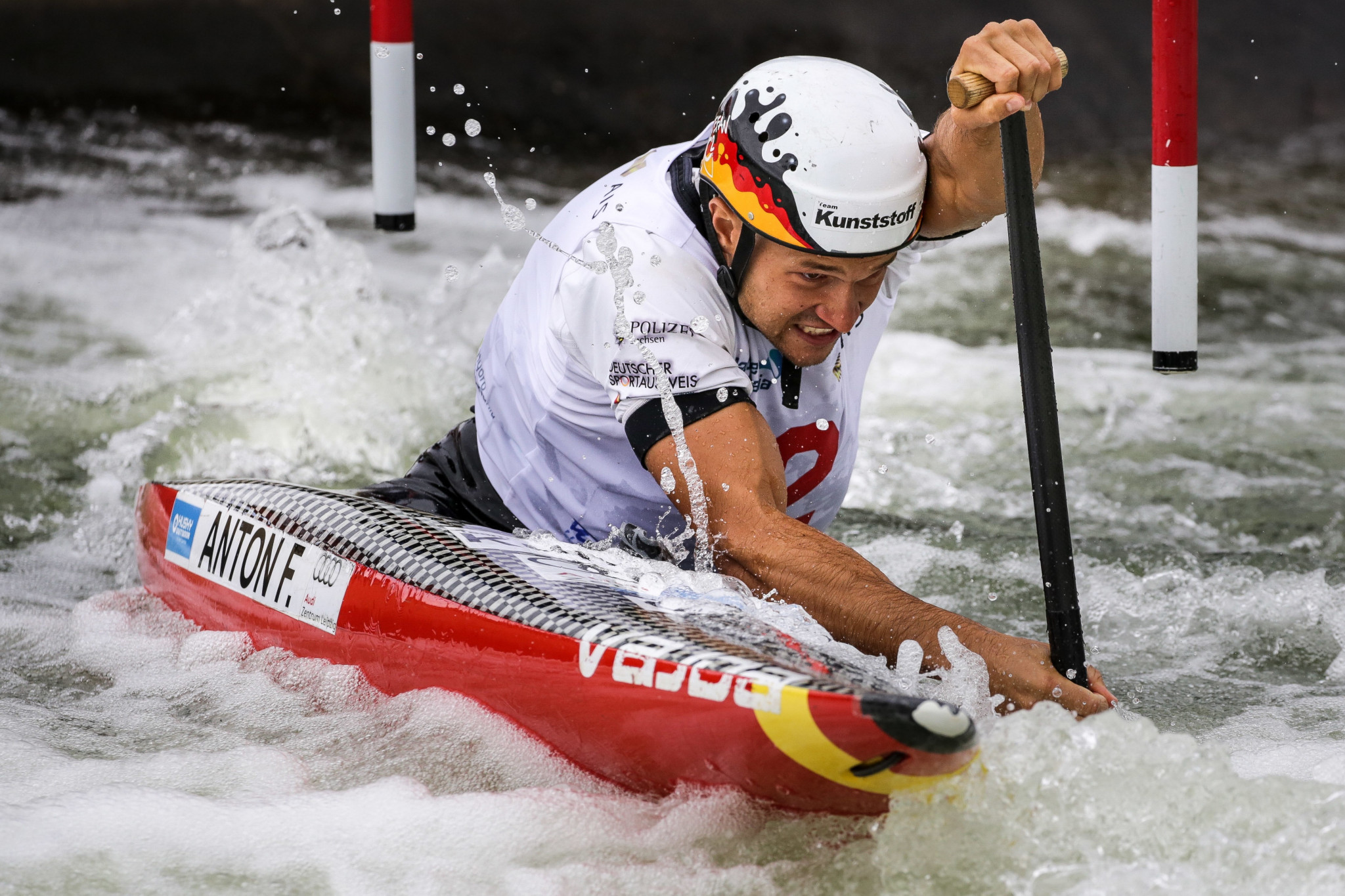 Germany's world champion Franz Anton triumphed in the men's C1 event ©Paddle Australia