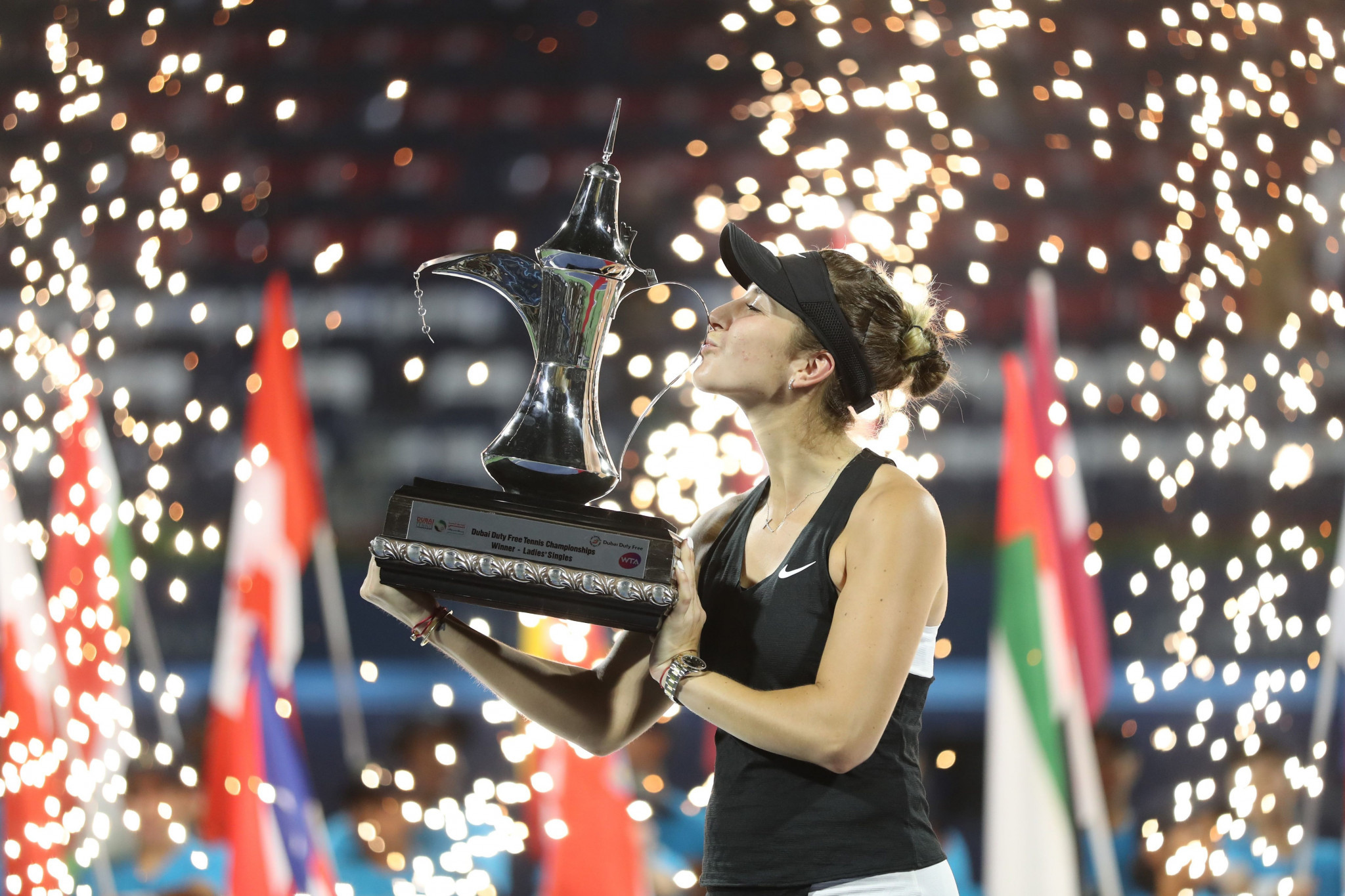 Belinda Bencic ousted Petra Kvitová in three sets to clinch victory in Dubai ©Getty Images