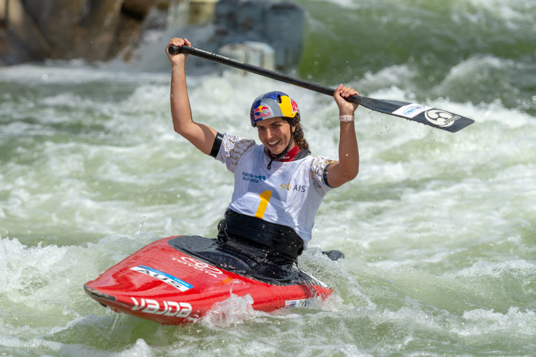 Australia's Jess Fox triumphed in the women's C1 final at the Oceania Canoe Slalom Championships in Sydney ©Paddle Australia