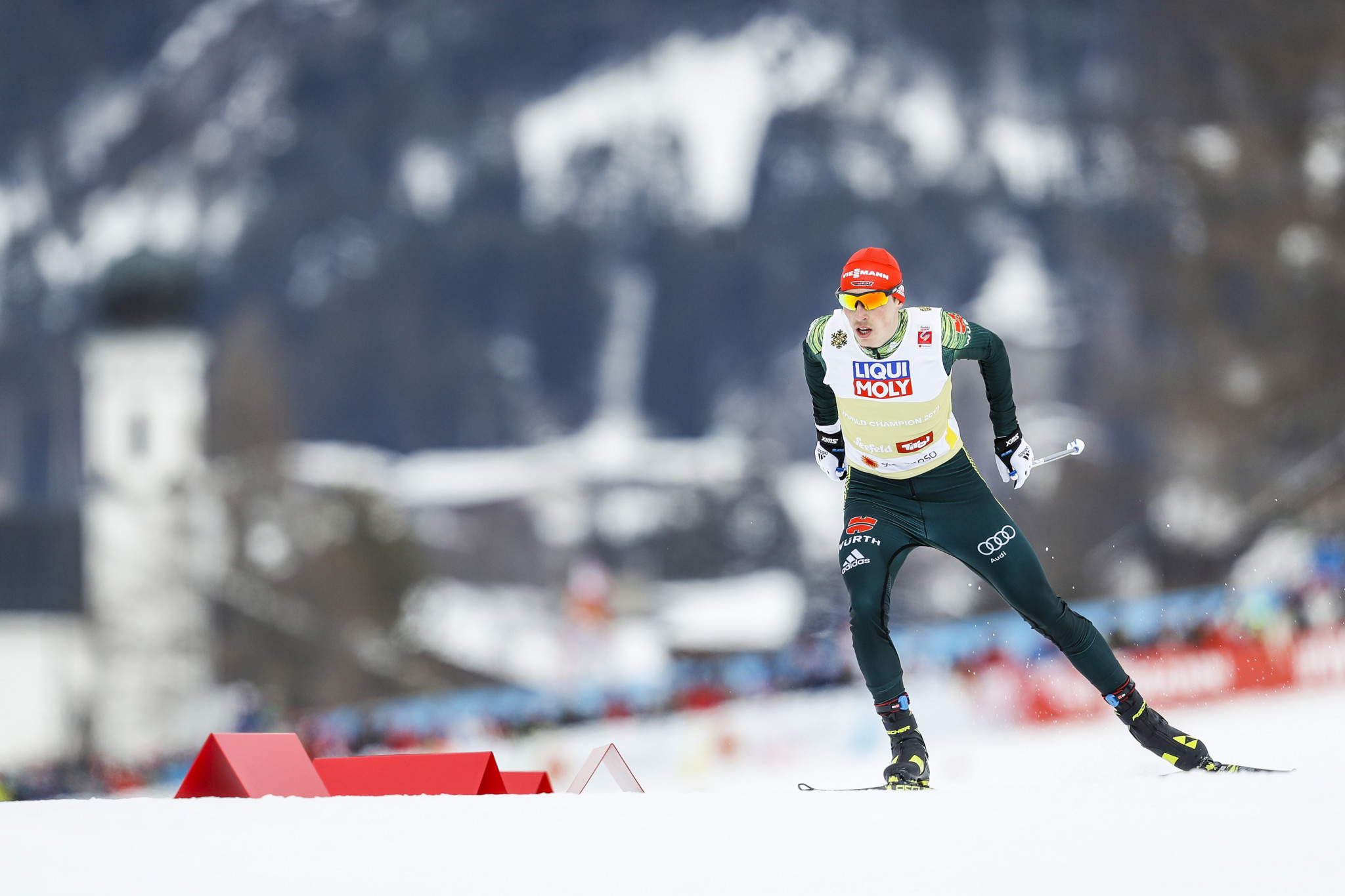 Eric Frenzel looked to add to the Nordic combined large hill title he earned two days ago ©Getty Images