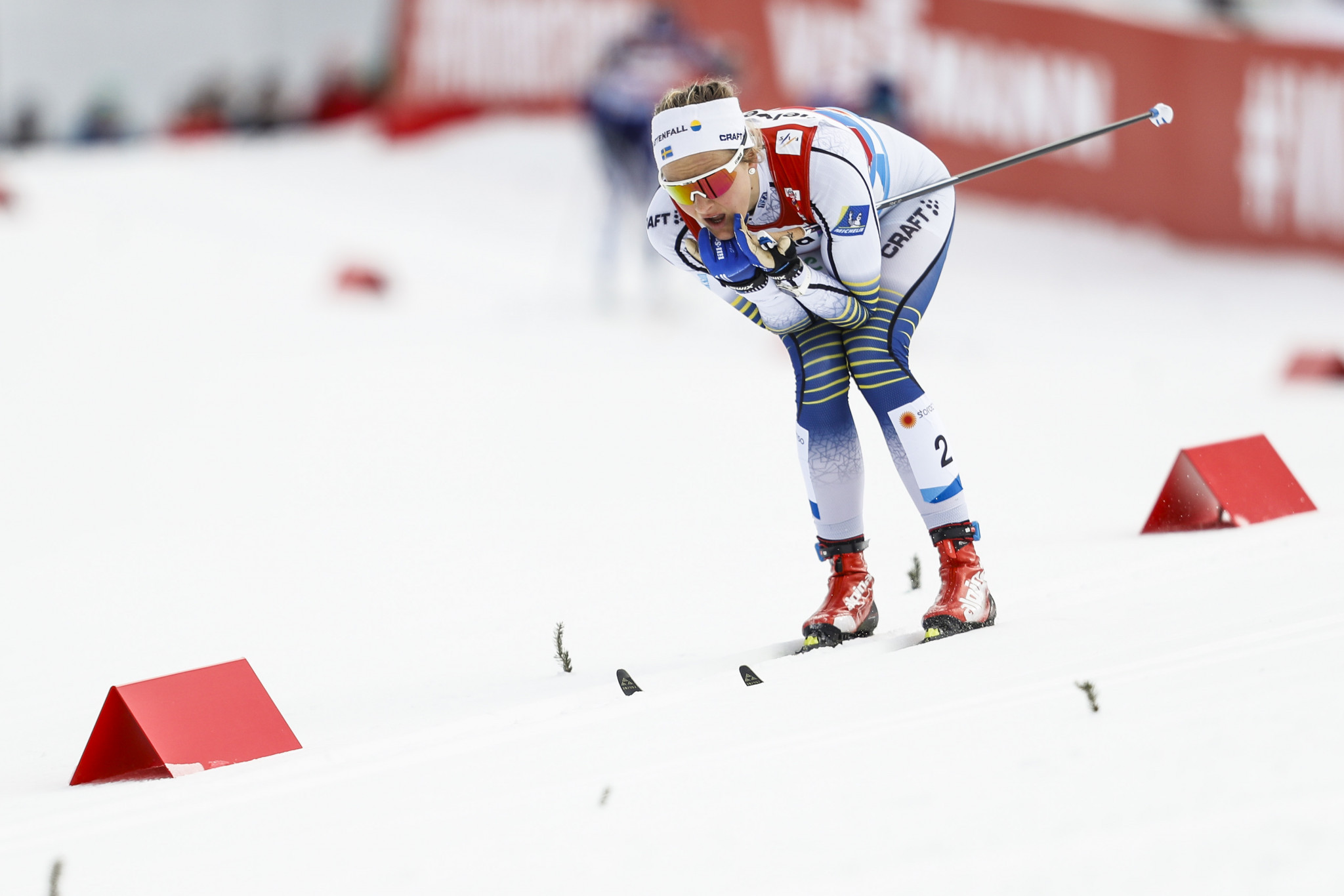 Sweden's Stina Nilsson led the way in the women's cross country sprint team event ©Getty Images