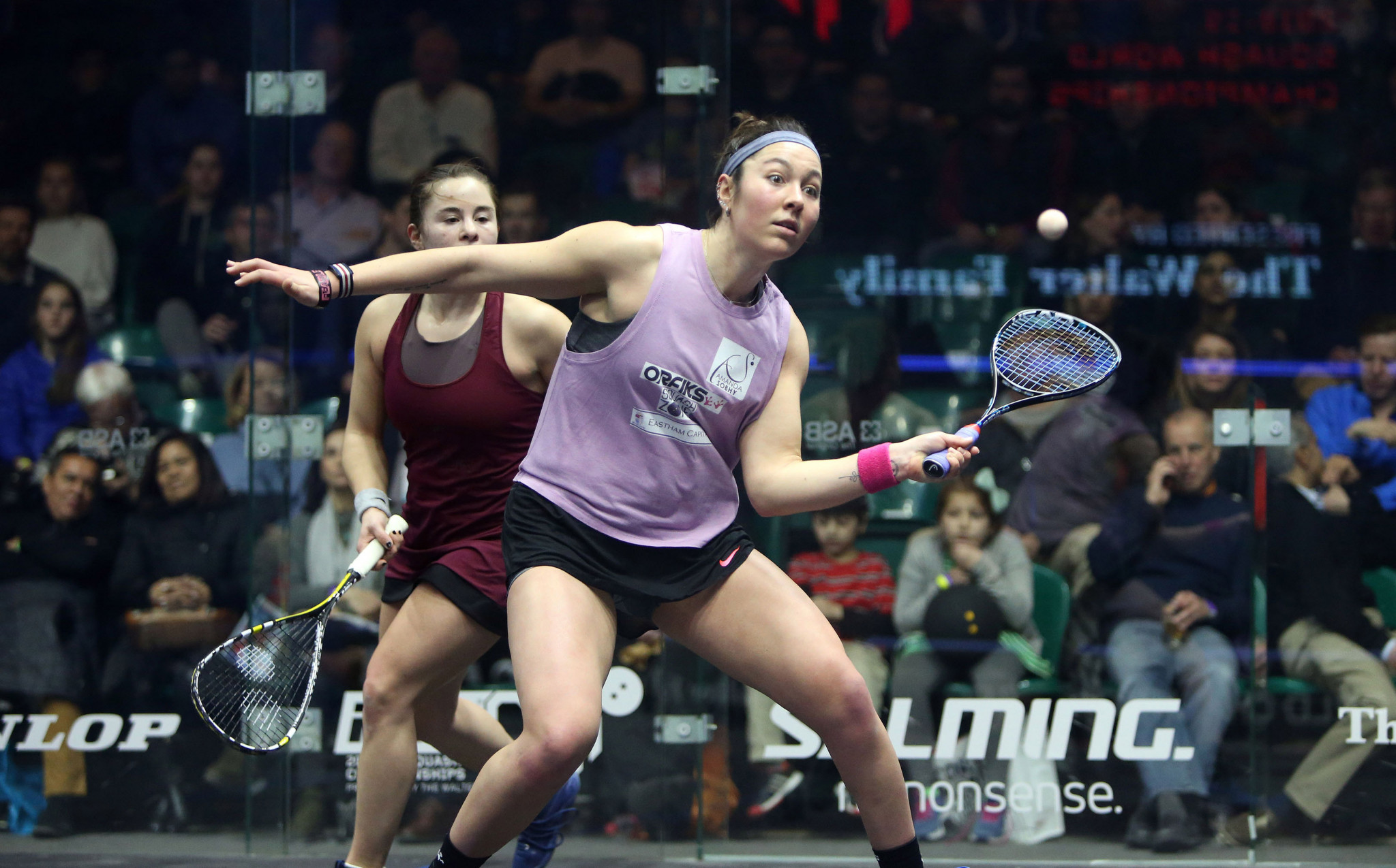 United States number one Amanda Sobhy overcame fellow American Olivia Blatchford Clyne to reach round three ©PSA