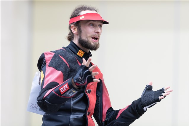 Russia's two-time world champion Sergey Kamenskiy won again at the ISSF World Cup in New Delhi ©ISSF