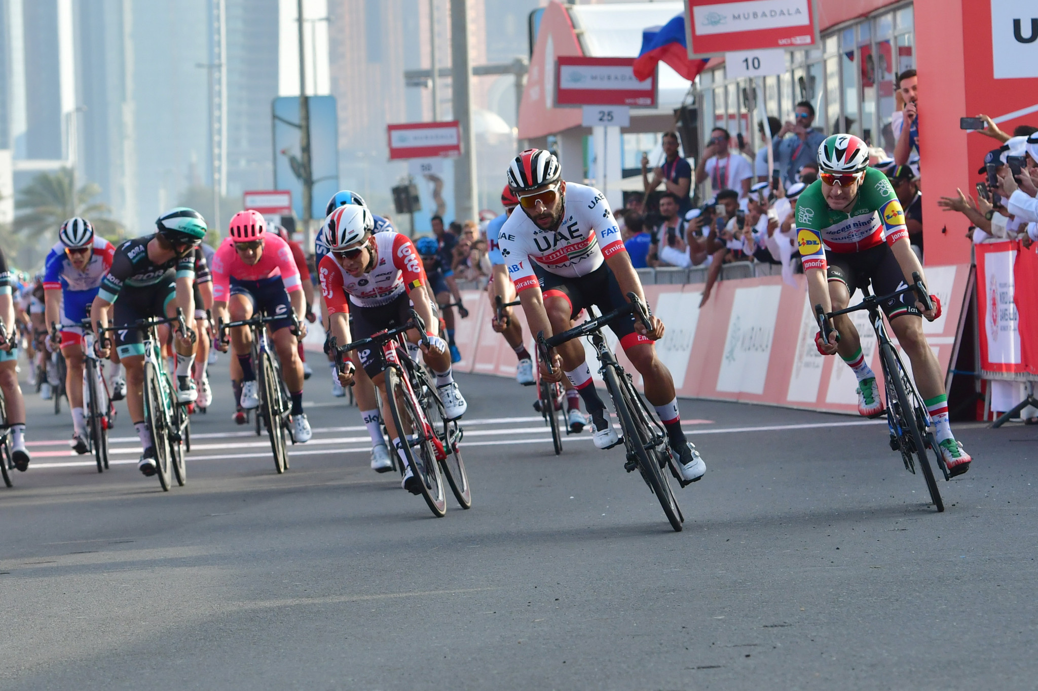Colombia's Fernando Gaviria of UAE Team Emirates emerged victorious from a sprint finish ©Getty Images