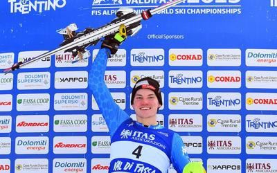 Italy's Alex Vinatzer produced a dominant performance to secure the men's slalom title ©Val di Fassa 2019