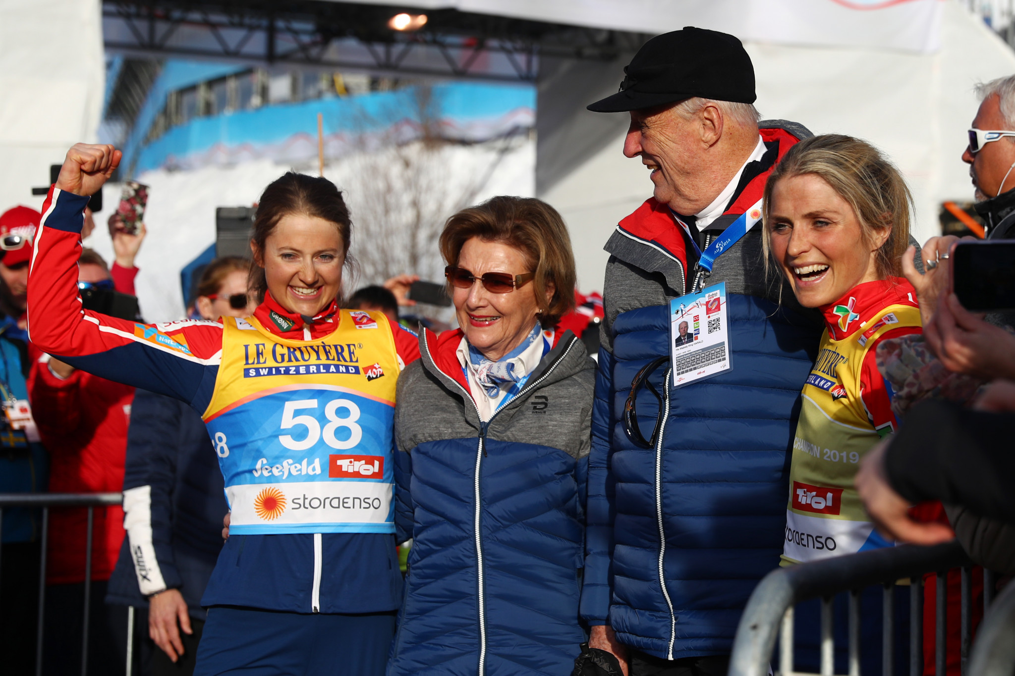 The Norwegian medallists celebrated with Queen Sonja of Norway and King Harald V after the event ©Getty Images