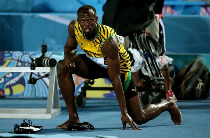 Usain Bolt contemplates an unsatisfactory night at the IAAF World Relays in Nassau