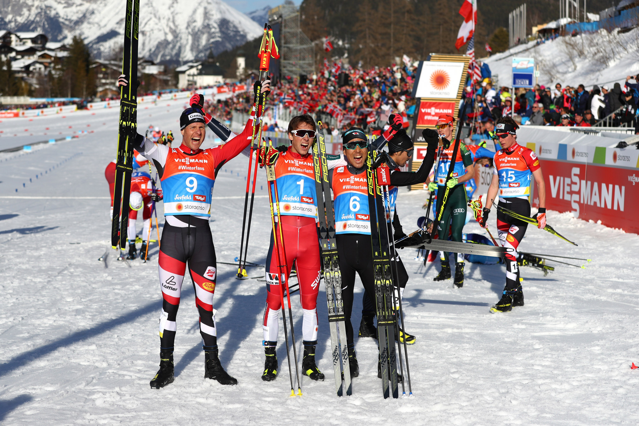 The podium was completed by Bernhard Gruber of Austria and Japan's Akito Watabe ©Getty Images