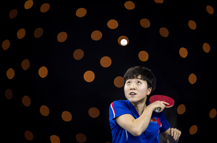 Song I Kim of North Korea in action at last year's ITTF Team World Cup at London's Copper Box Arena - an event which marked 12BET's debut as an ITTF betting partner ©Getty Images  