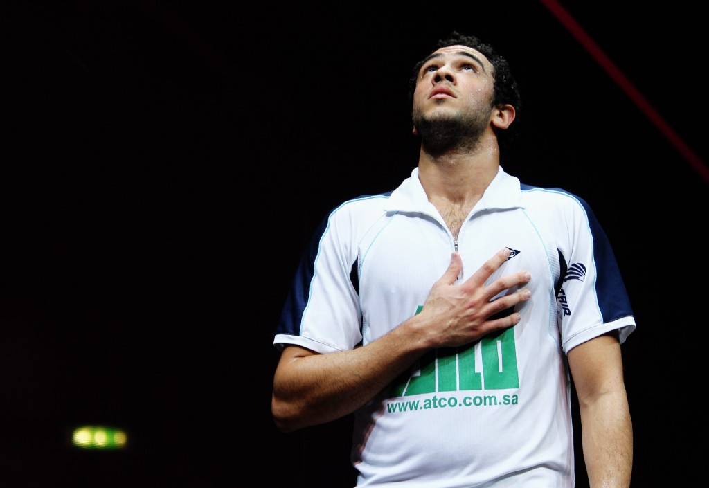 Egypt's defending champion Ramy Ashour goes up against compatriot Mazem Hesham in his first-round match