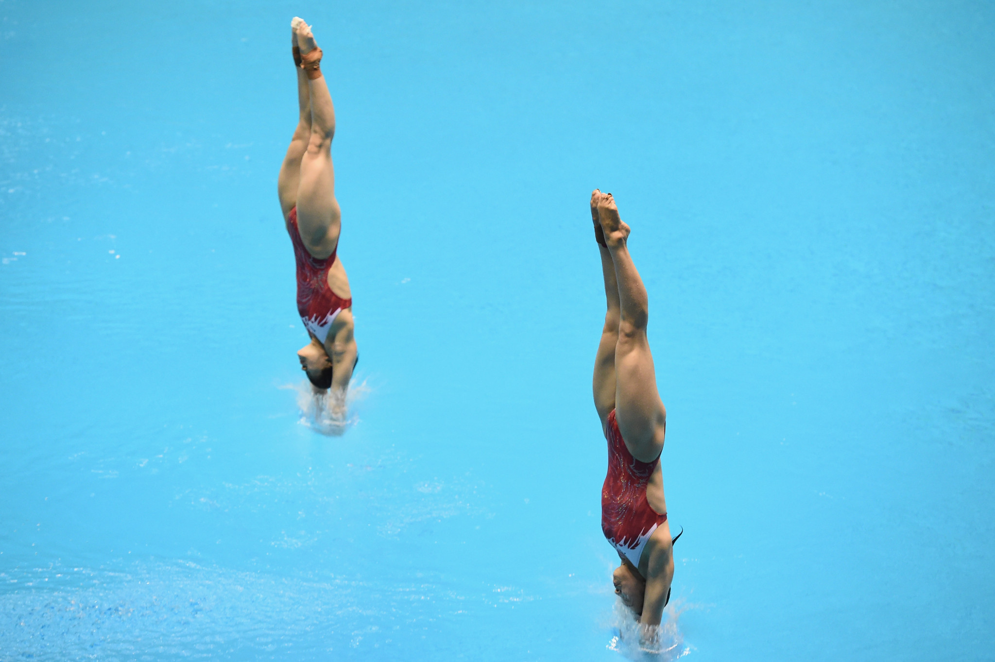 China's Shi Tingmao and Wang Han won the women's 3m synchronised event in Sagamihara ©Getty Images