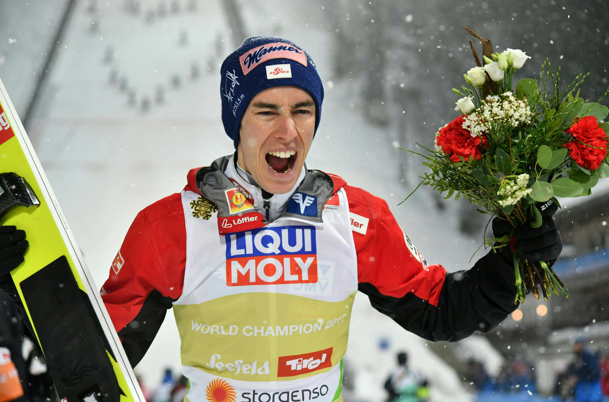 Austria's Stefan Kraft did enough for the bronze medal ©Getty Images