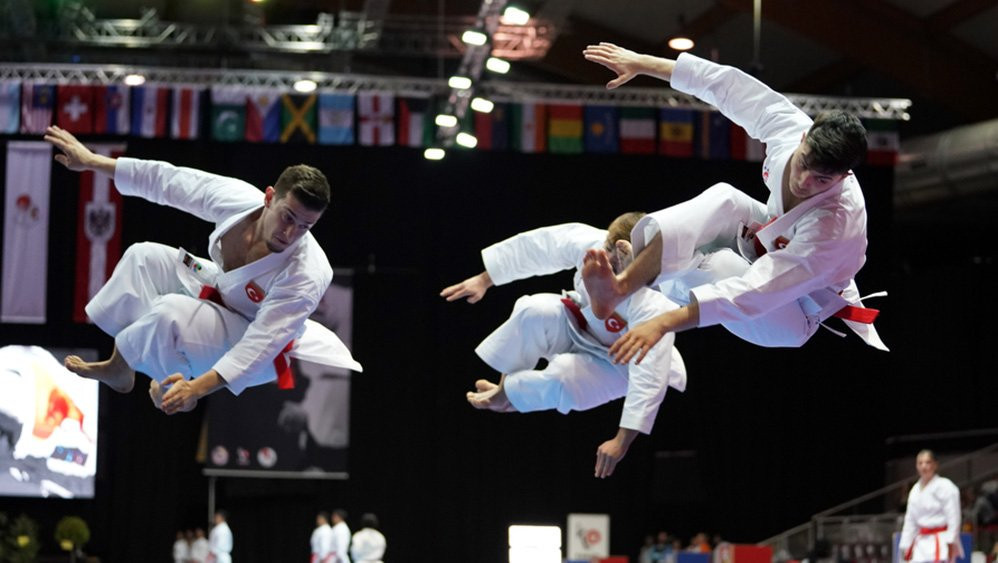 Turkey reached the men's team kata final and will take on Malaysia ©WKF