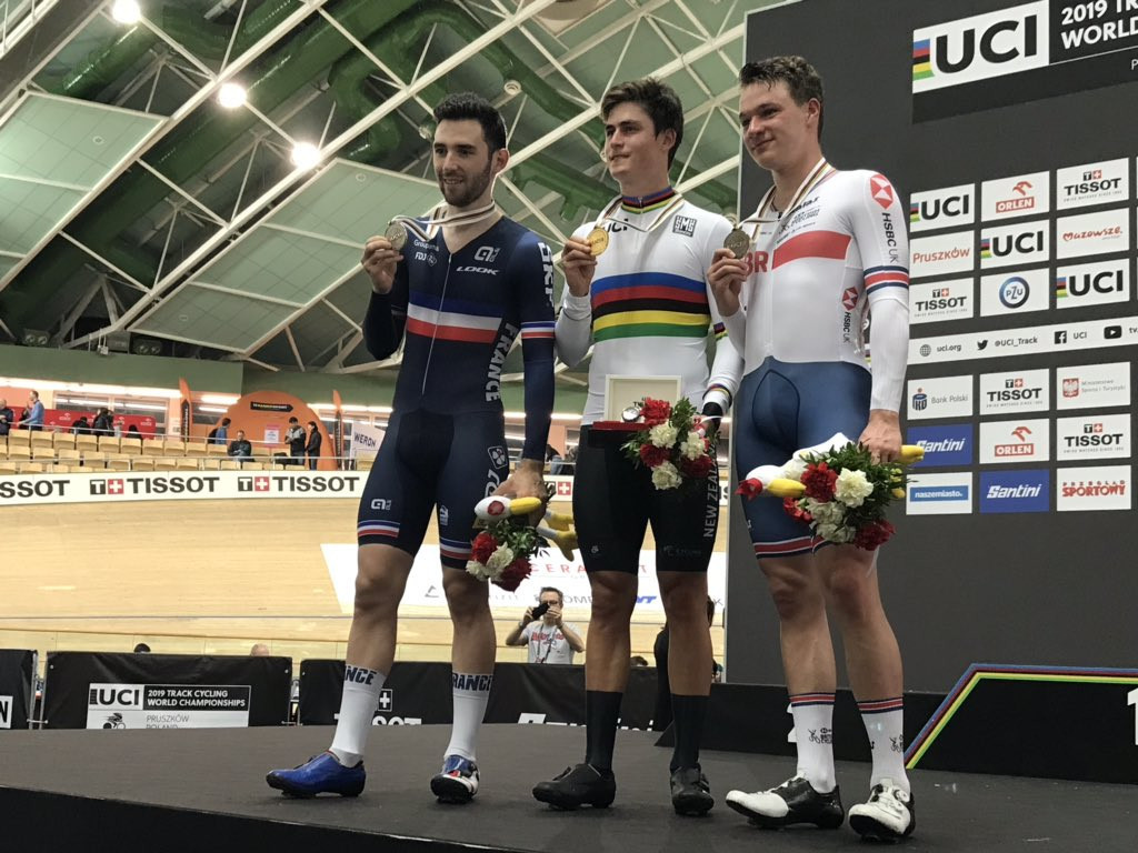 Campbell Stewart secured New Zealand’s first gold medal at the 2019 UCI Track Cycling World Championships in Poland after winning the men’s omnium event ©UCI Track Cycling/Twitter