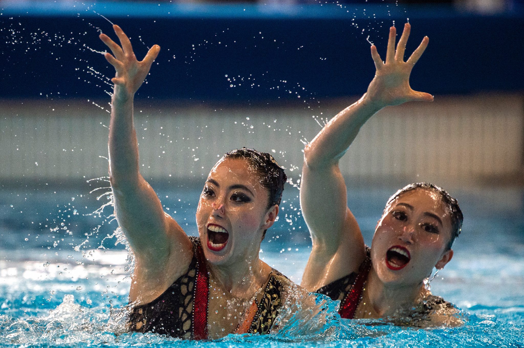 Yukiko Inui and Megumu Yoshida of Japan were silver medallists in the duet free competition ©Getty Images