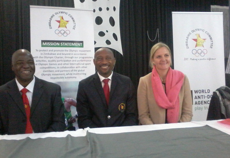 Thabani Gonye, left, has been appointed Zimbabwe's Chef de Mission for Tokyo 2020, returning to a role he held at Beijing 2008 when Kirsty Coventry, right, won four medals, including a gold and three silvers ©ZOC