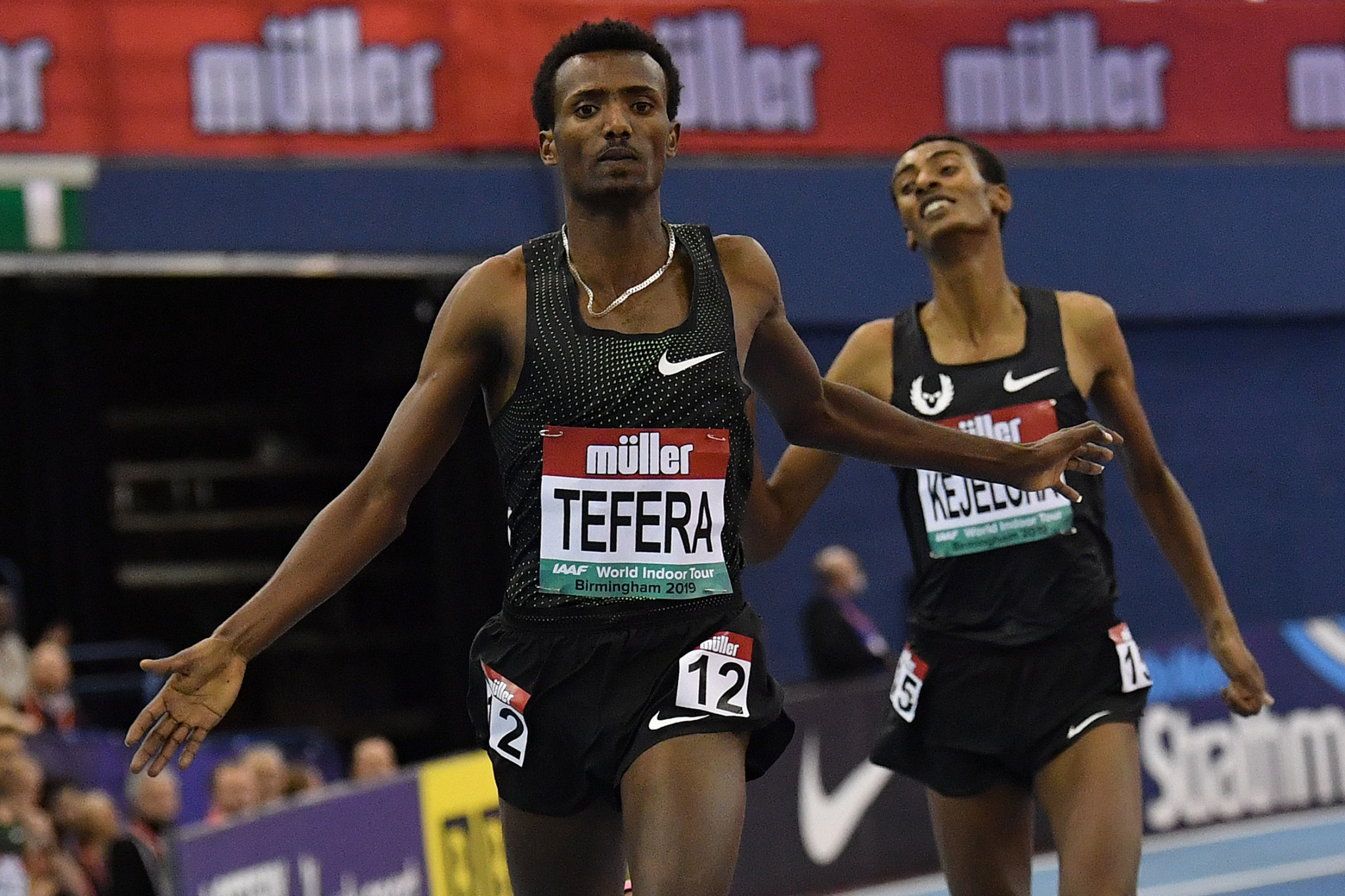 Yomif Kejelcha was beaten to the world indoor 1,500m record by fellow Ethiopian Samuel Tefera in Birmingham last month ©Getty Images