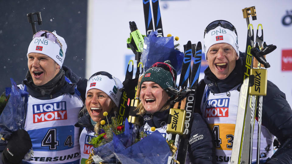 Norway romp to mixed relay gold medal on opening day of IBU World Championships in Östersund