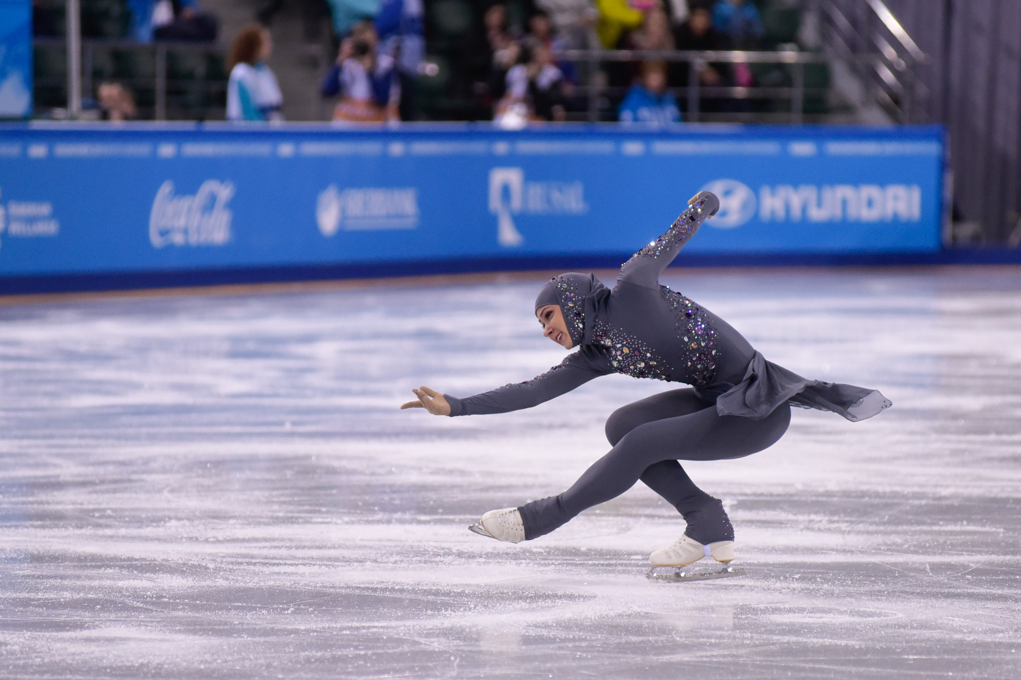 Zahra Lari of the United Arab Emirates, the first figure skater to compete in a hijab, did not score highly enough to participate in tomorrow's event ©Krasnoyarsk 2019