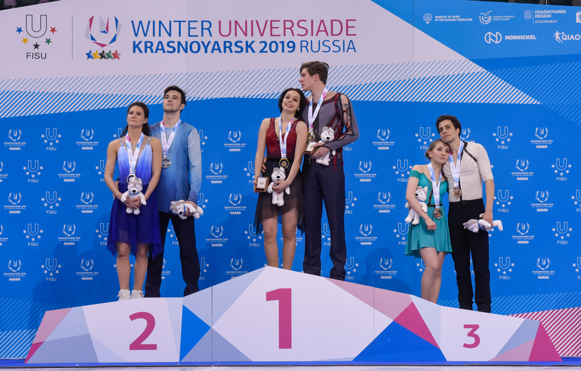 Russia celebrated success in the ice dance competition ©Krasnoyarsk 2019