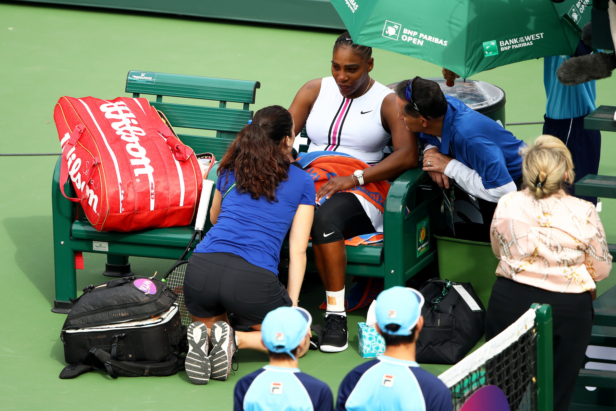 Serena Williams was forced to retire from her third round match at the Indian Wells Masters ©Getty Images