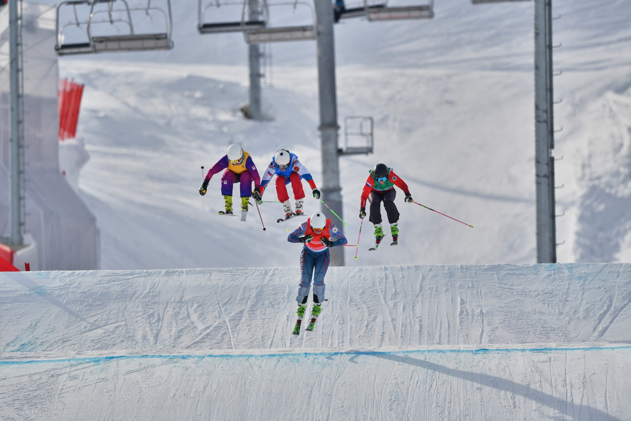The final freestyle skiing event of the Universiade took place, with athletes competing in the ski cross at the Sopka Cluster ©Krasnoyarsk 2019