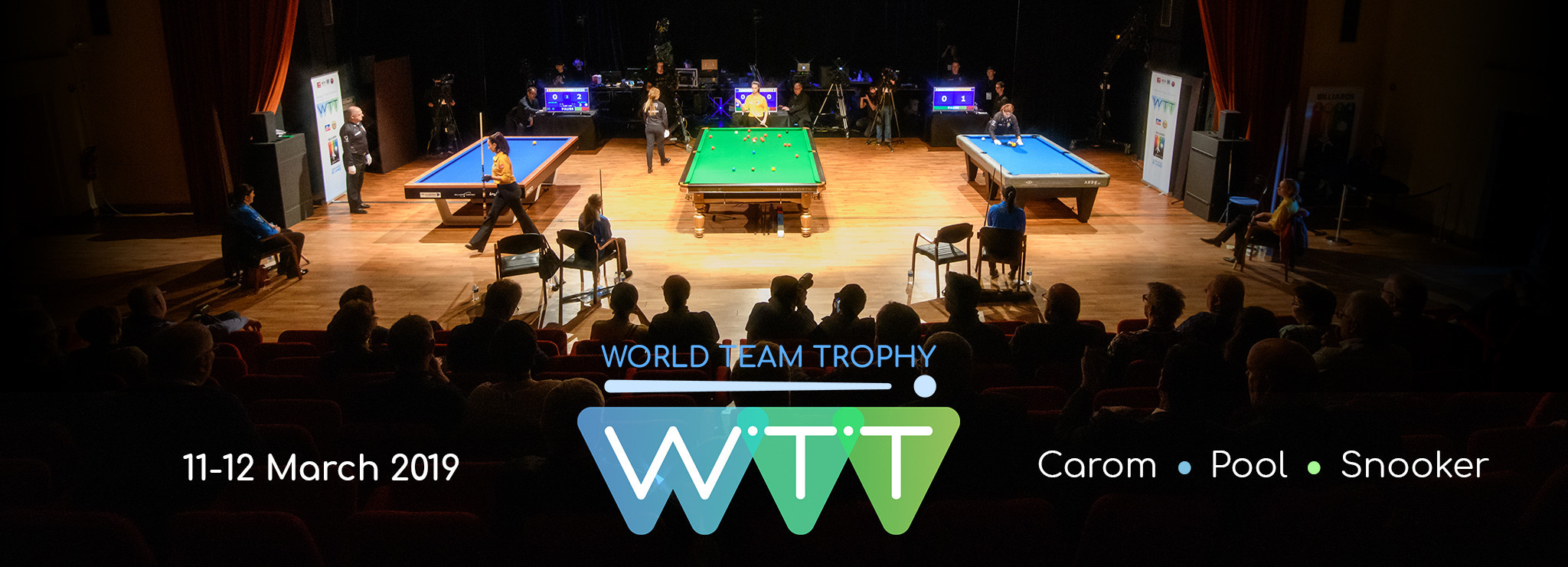 The first World Team Trophy, for pool, carom and snooker, is underway near Paris ©WCBS
