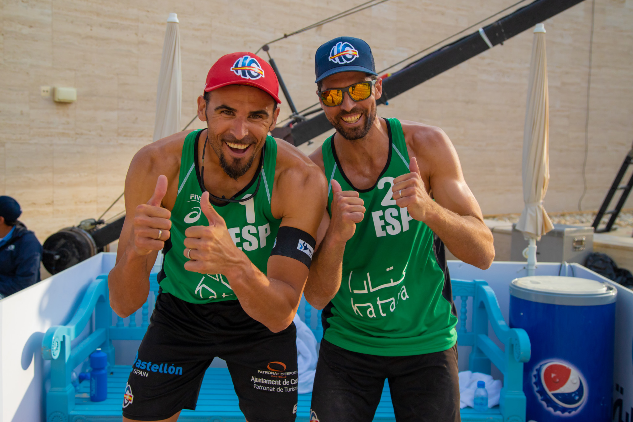 Spain's Pablo Herrera and Adrian Gavira have reached the quarter-finals at the FIVB Beach Volleyball World Tour event in Doha ©FIVB