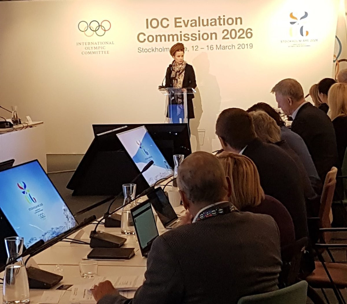 Sweden's Minister of Culture and Sport Amanda Lind addressed the IOC Evaluation Commission today during their inspection of Stockholm Åre 2026 ©IOC