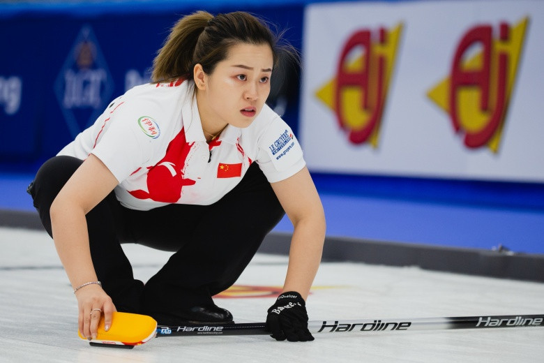 China's new team beat Olympic champions Sweden in their opening round robin match in the World Women's Curling Championships in Silkeborg, Denmark ©World Curling