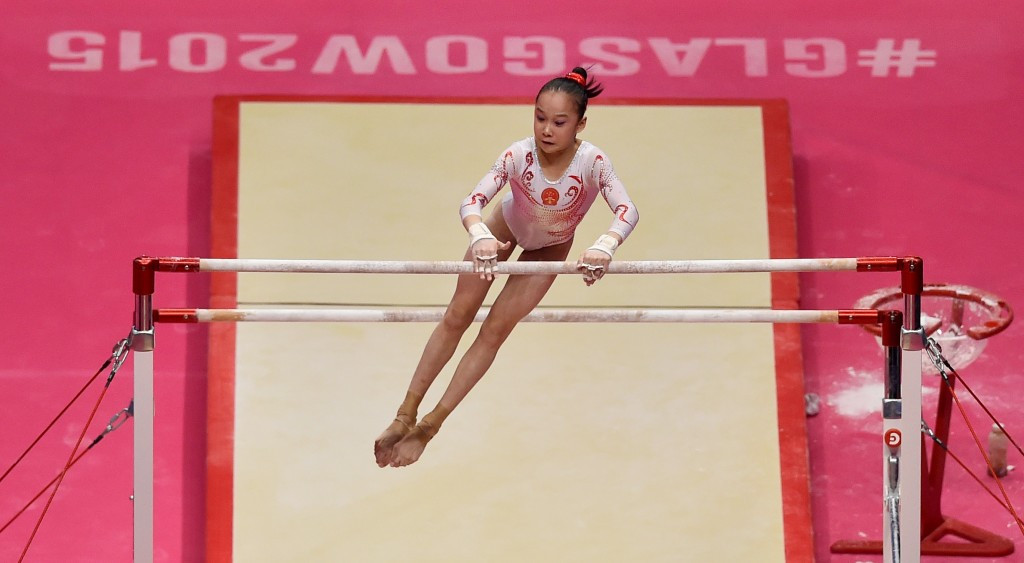 China's Fan Yilin produced an excellent uneven bars routine which earned her 14.966 points ©Getty Images