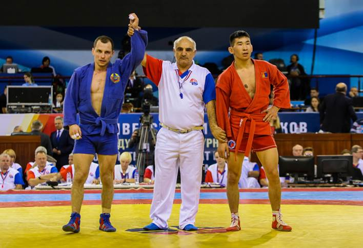 Former sambo world champion Ivan Aniskevich of Belarus got back into winning mode in the recent tournament held in Minsk as part of the qualifying for this year's European Games in that city ©FIAS