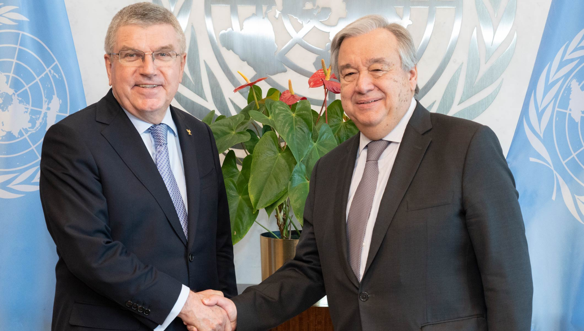 Bach meets with United Nations secretary general and presents new IOC permanent observer