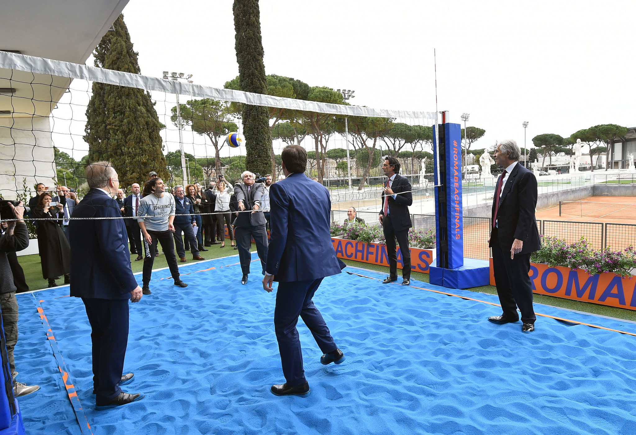 A court was set up outside the press conference ©FIVB