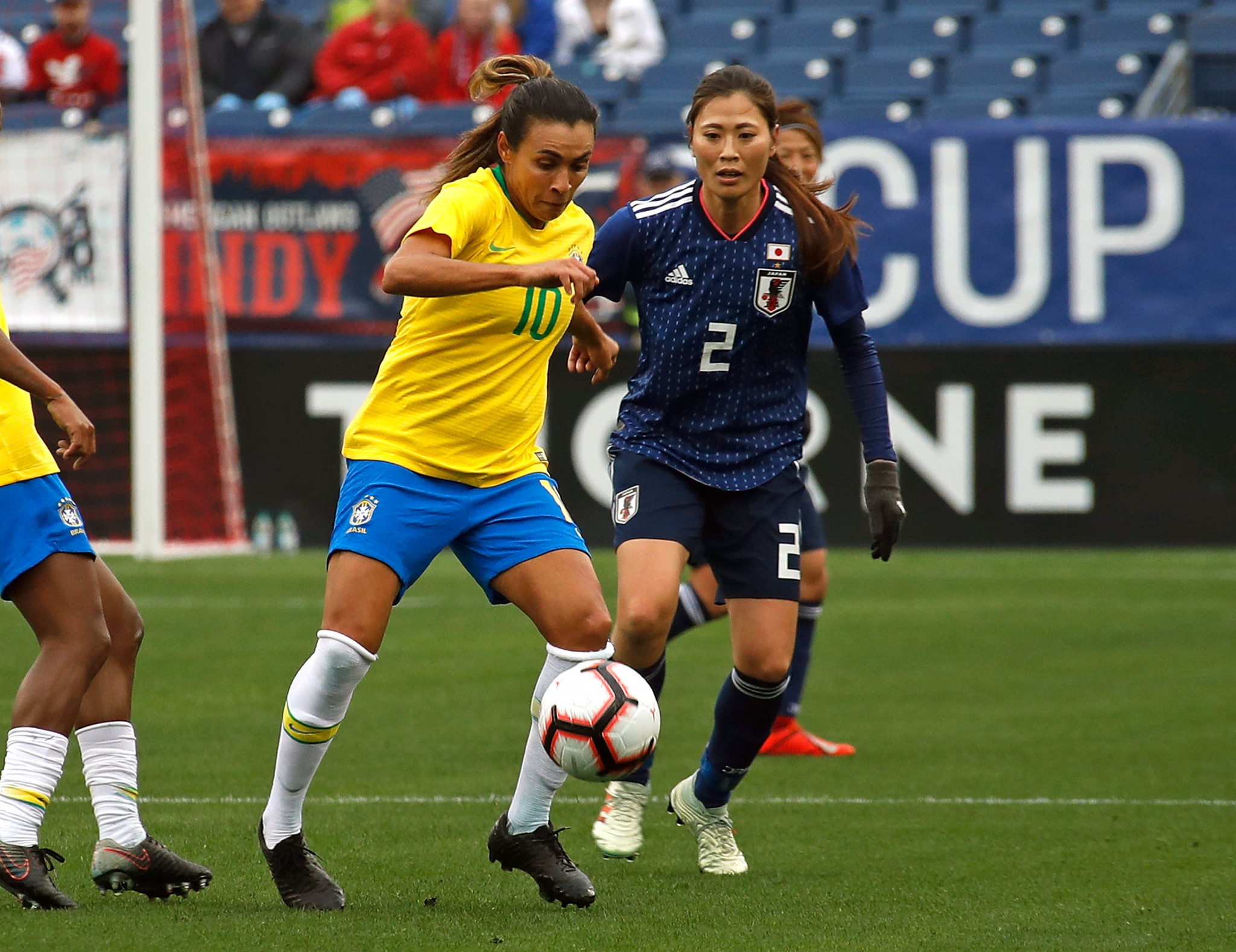 The Brazilian women’s national football team has taken up teqball in the lead-up to this year's FIFA World Cup in France ©Getty Images