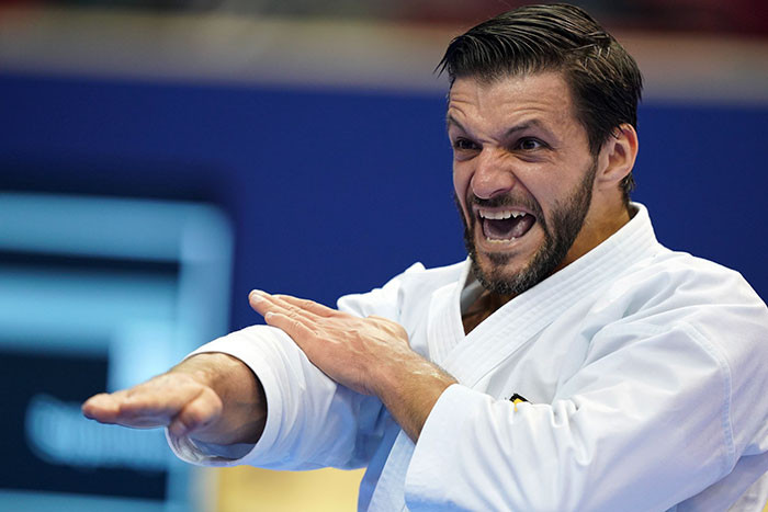 Antonio Diaz showed his class in the men's kata yet again to advance into the gold medal match at the Pan American Karate Championships in Panama ©WKF