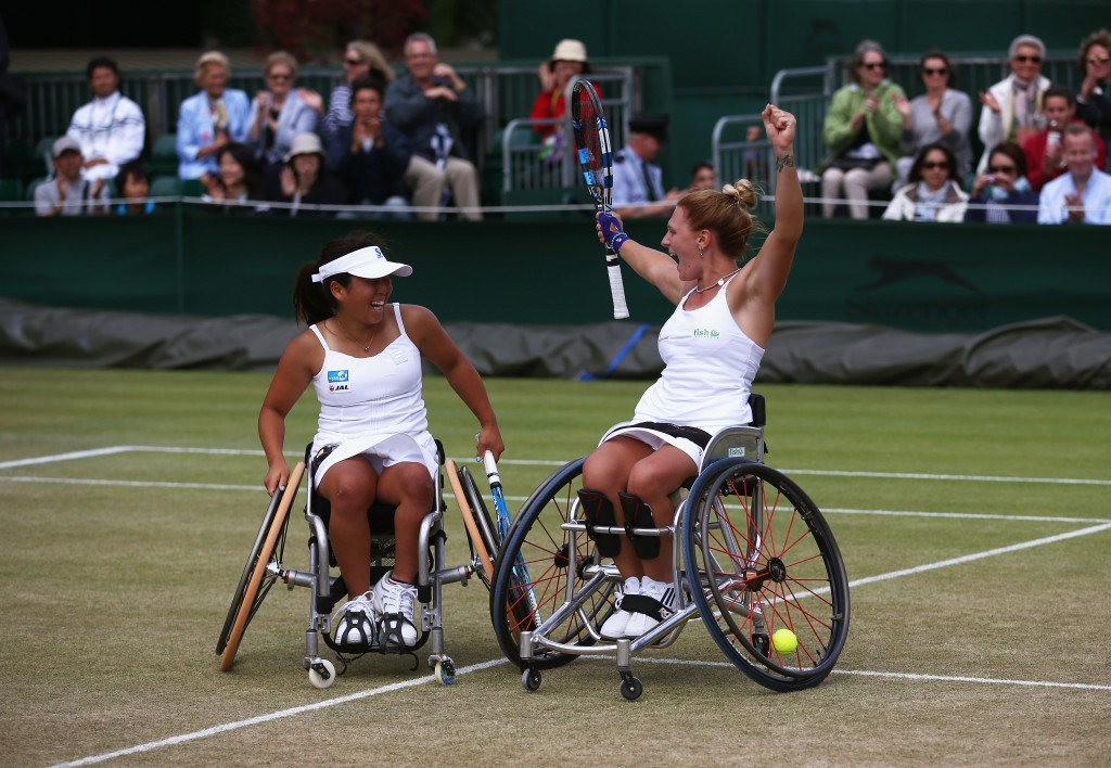 Briton Jordanne Whiley (right) comes into the NEC Wheelchair Tennis Masters in fine form having won the women's doubles title with Yui Kamiji of Japan ©Getty Images