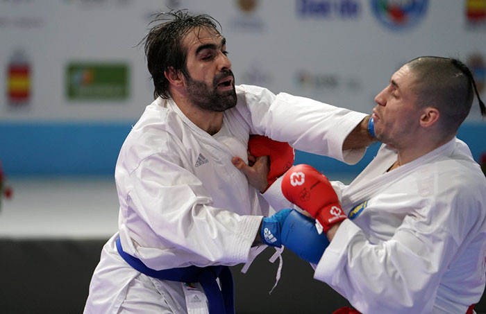 Azerbaijan's Rafael Aghayev is through to the men's kumite under-75 kilograms final ©WKF