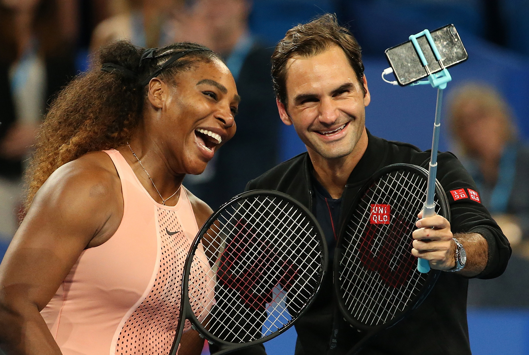 Serena Williams and Roger Federer played against each other competitively for the first time in January's Hopman Cup ©Getty Images