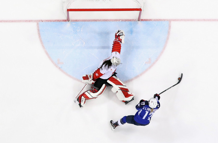 Jocelyne Lamoureux  of the United States scores against Shannon Szabados of Canada in a shootout to win the women's gold medal game at the Pyeongchang 2018 Winter Olympics. This week in Espoo, the US will defend their women's world title ©Getty Images