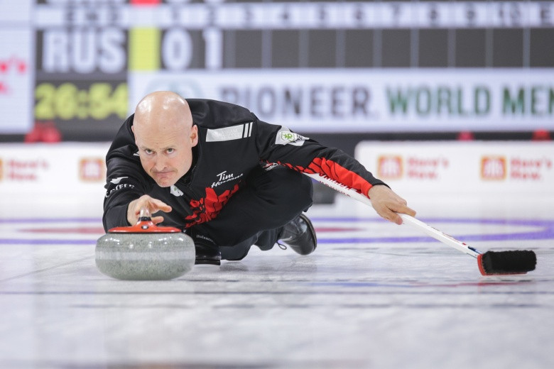Hosts Canada won two games on the opening day of the World Men's Curling Championships ©World Curling Federation
