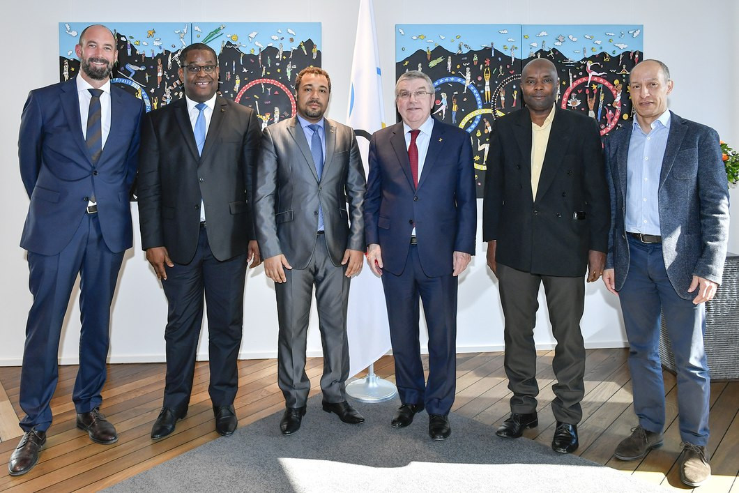 IOC President Thomas Bach welcomed a delegation from the São Tomé and Príncipe National Olympic Committee ©IOC