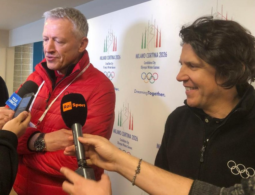 Christophe Dubi, right, the IOC's executive director Olympic Games, admitted they have not heard from the Swedish Government since their inspection of Stockholm Åre 2026 last month ©ITG