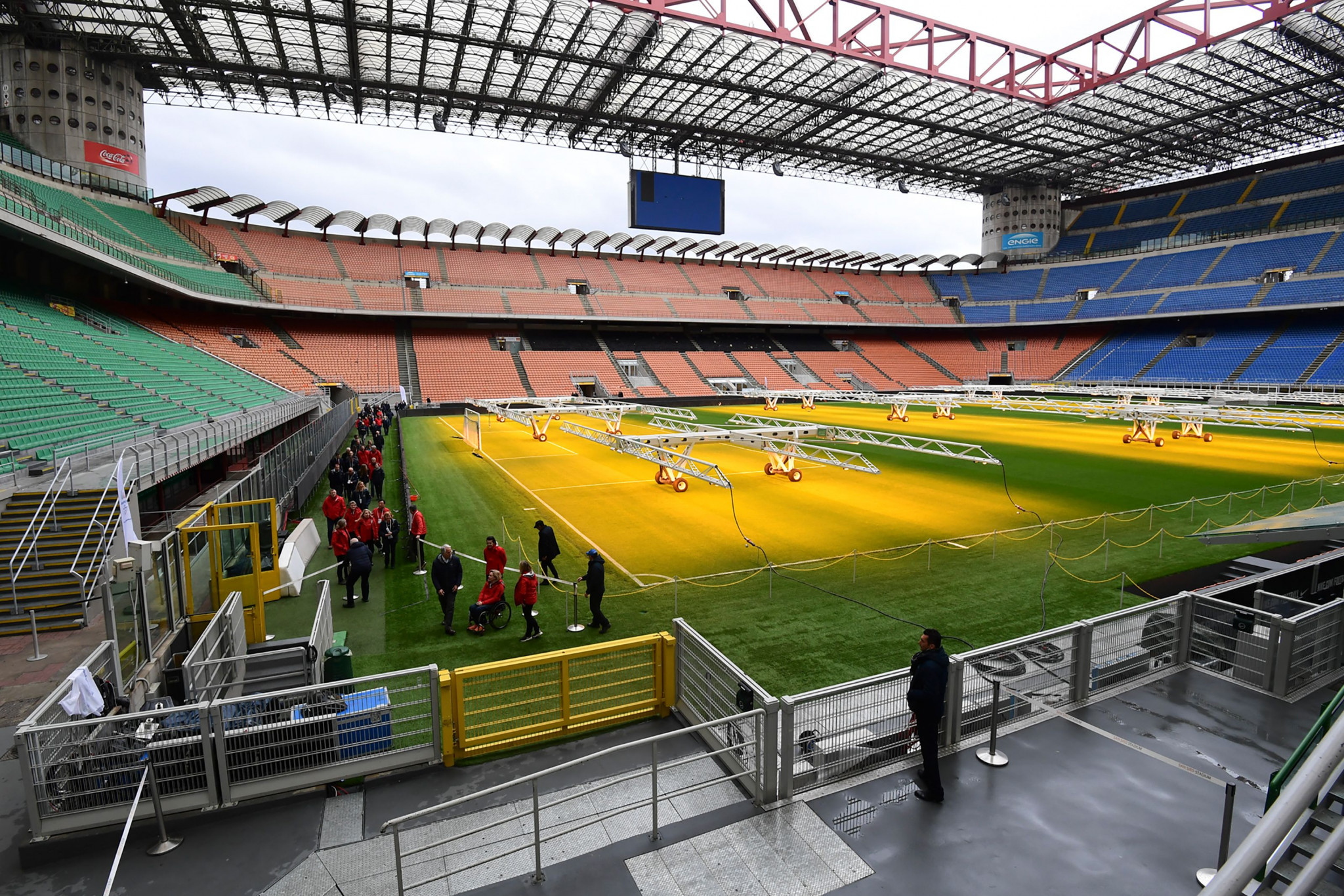 The IOC Evaluation Commission had the opportunity to walk round the pitch at San Siro ©Getty Images