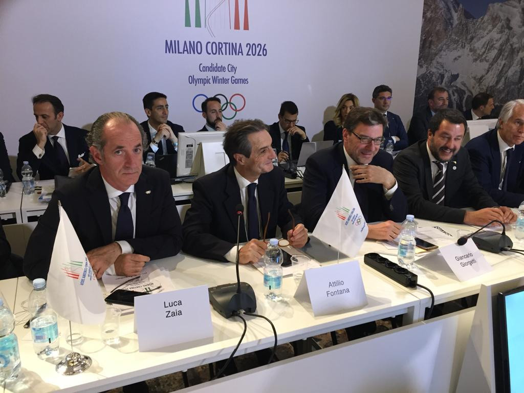 Politicians from across Italy were part of the Milan Cortina 2026 presentation ©Milan Cortina 2026