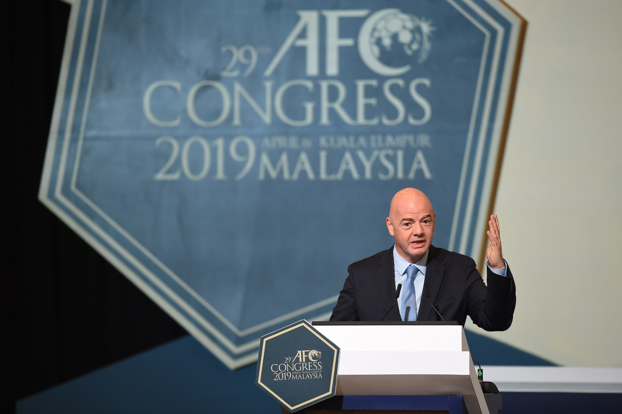 FIFA President Gianni Infantino hailed the re-election of Shaikh Salman as AFC President ©Getty Images