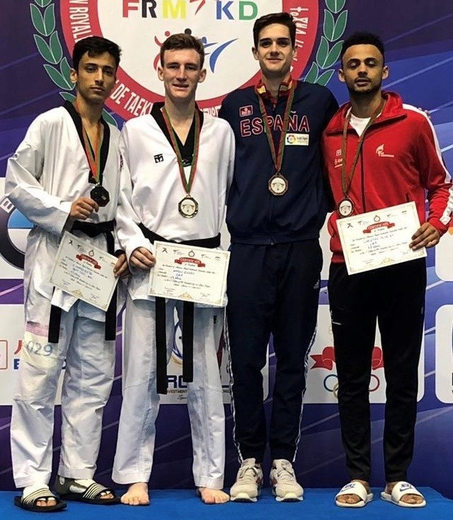 Great Britain’s Bradly Sinden, second from left, underlined his credentials as a World Championship contender with victory at this weekend's World Taekwondo President’s Cup for Africa region in Agadir ©GB Taekwondo